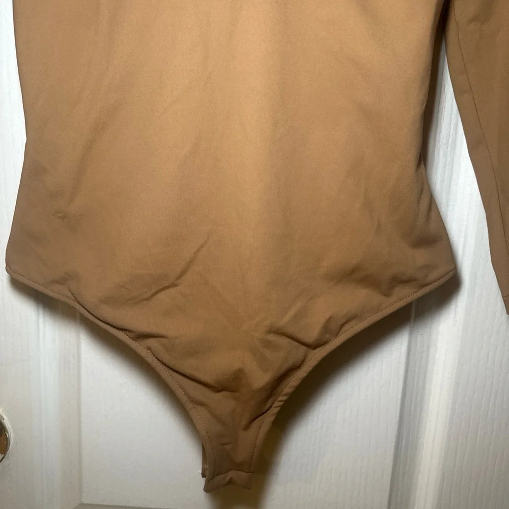 Intimately Free People Tan Neutral Long Sleeve Thong‎ Bodysuit. Women’s Small